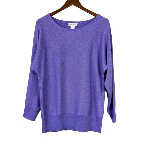 Draper’s & Damon's Purple Knit Metallic Sparkle 2 Piece Sweater Skirt Set - Picture 7 of 13